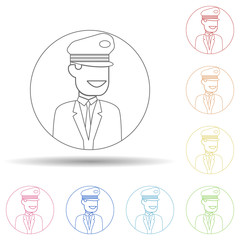 Avatar of pilot in multi color style icon. Simple thin line, outline vector of avatar icons for ui and ux, website or mobile application