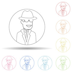 Avatar of spy in multi color style icon. Simple thin line, outline vector of avatar icons for ui and ux, website or mobile application