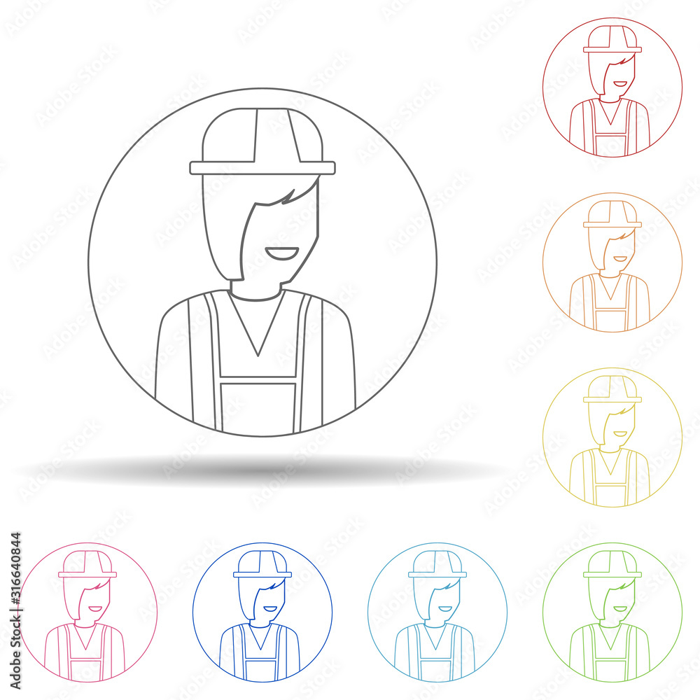 Aufkleber avatar of builder in multi color style icon. simple thin line, outline vector of avatar icons for ui