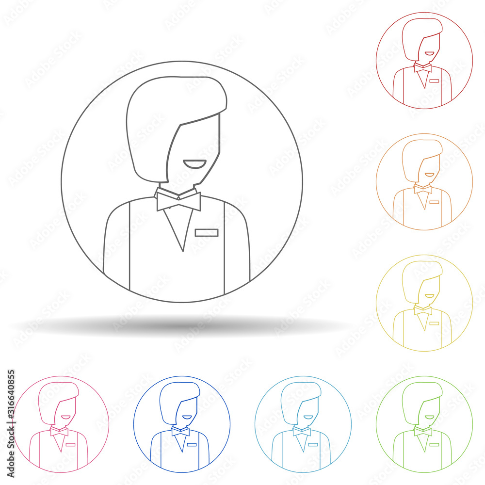 Poster avatar of waitress in multi color style icon. simple thin line, outline vector of avatar icons for u