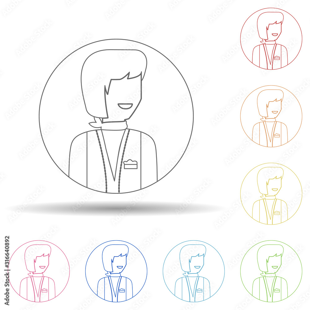 Poster avatar of dressmaker in multi color style icon. simple thin line, outline vector of avatar icons for