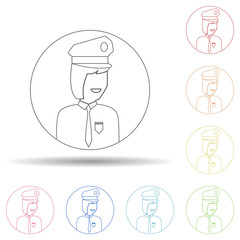 Avatar of police woman in multi color style icon. Simple thin line, outline vector of avatar icons for ui and ux, website or mobile application