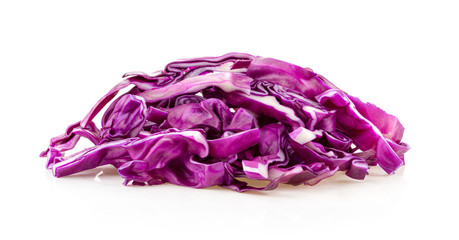 slice red cabbage isolated on white background