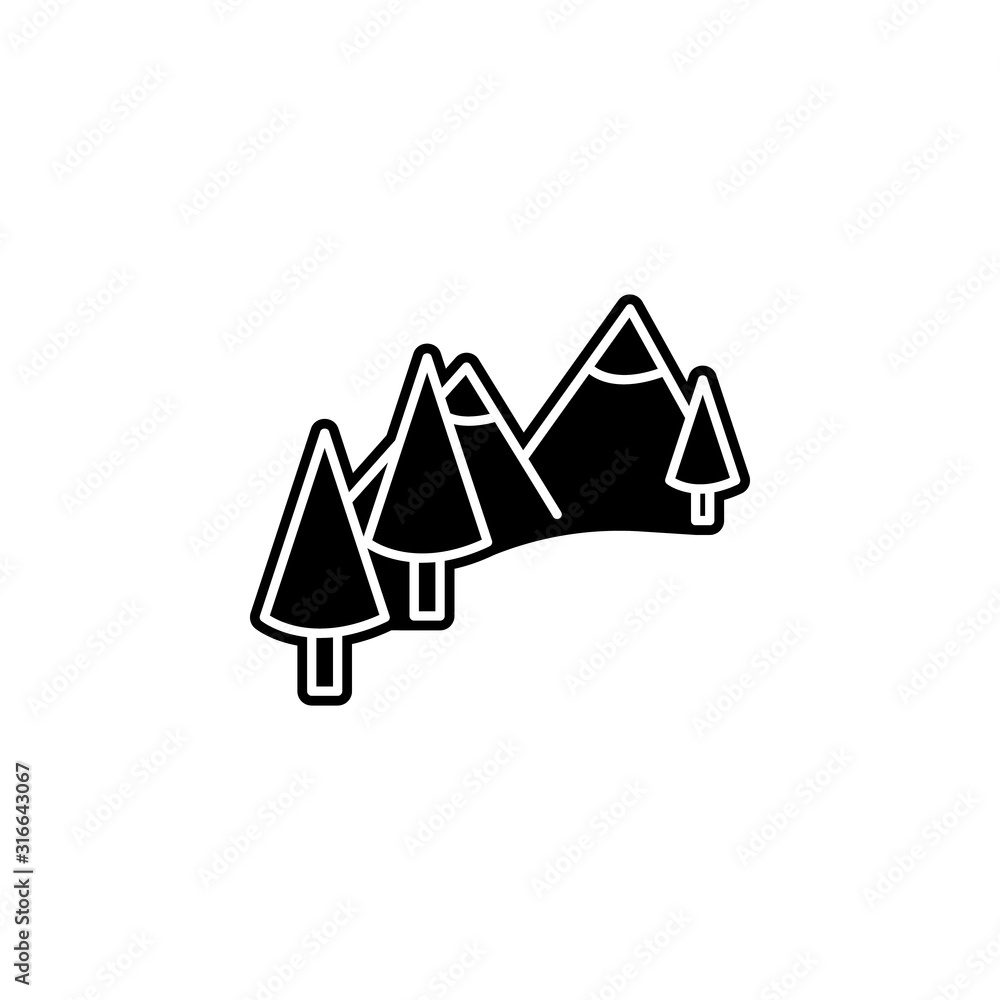 Aufkleber mountains and trees icon. simple glyph, flat vector of camping icons for ui and ux, website or mobil