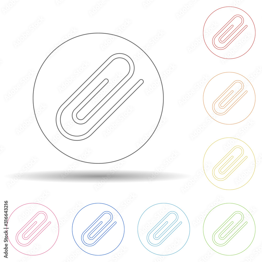 Aufkleber colored paper clip in multi color style icon. simple thin line, outline vector of web icons for ui a