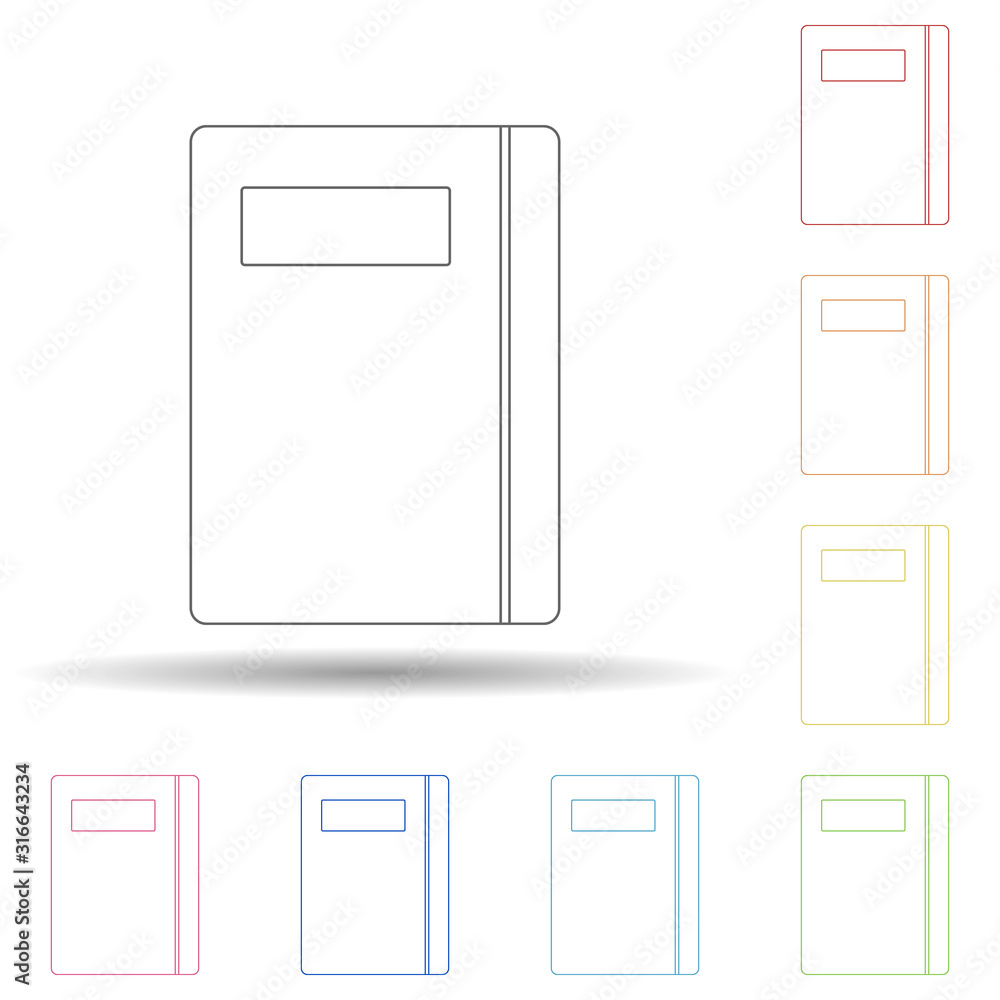 Aufkleber colored notebook in multi color style icon. simple thin line, outline vector of web icons for ui and