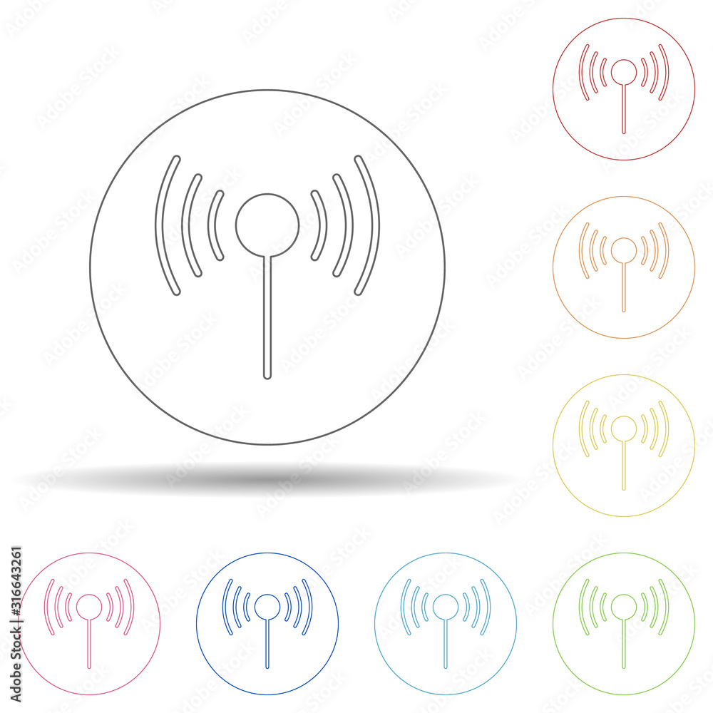 Aufkleber colored access point in multi color style icon. simple thin line, outline vector of web icons for ui