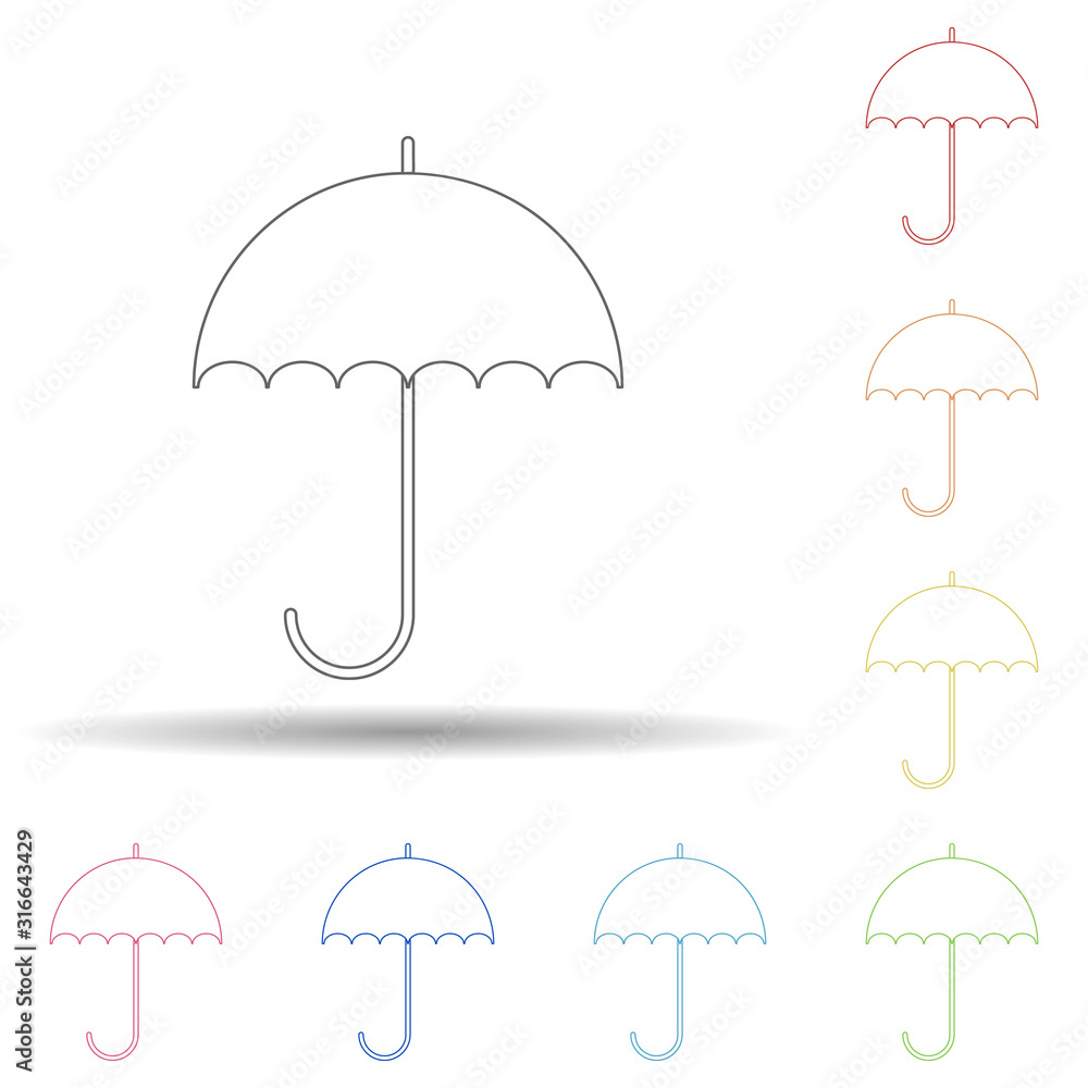 Poster colored umbrella in multi color style icon. simple thin line, outline vector of web icons for ui and