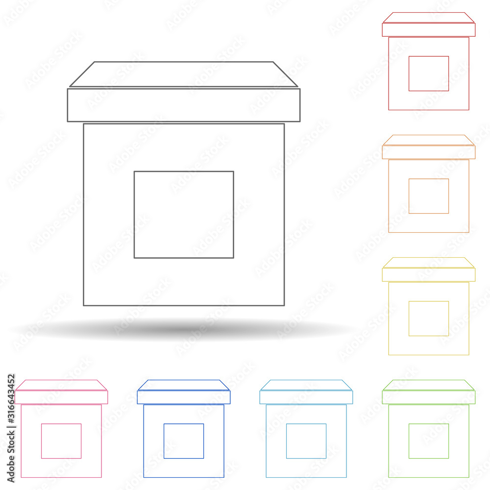 Poster colored box in multi color style icon. simple thin line, outline vector of web icons for ui and ux, 