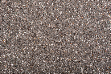 Chia closeup. The chia seeds. Healthy superfood. Top view.