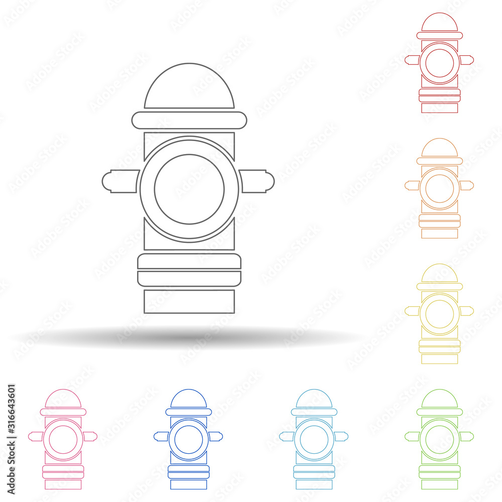 Poster colored fire hydrant in multi color style icon. simple thin line, outline vector of web icons for ui