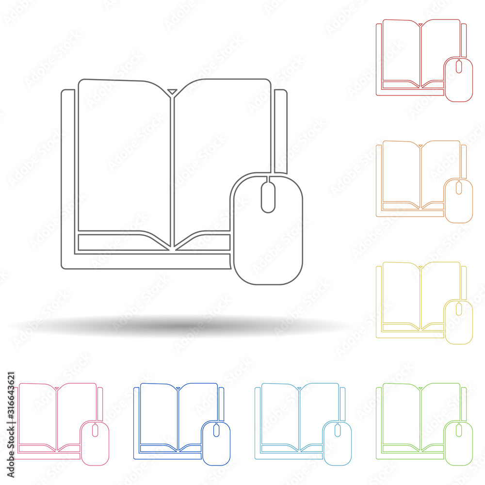 Poster colored online books in multi color style icon. simple thin line, outline vector of web icons for ui