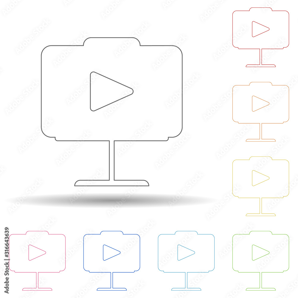 Poster colored online conference in multi color style icon. simple thin line, outline vector of web icons f