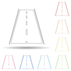 Colored asphalt road in multi color style icon. Simple thin line, outline vector of web icons for ui and ux, website or mobile application
