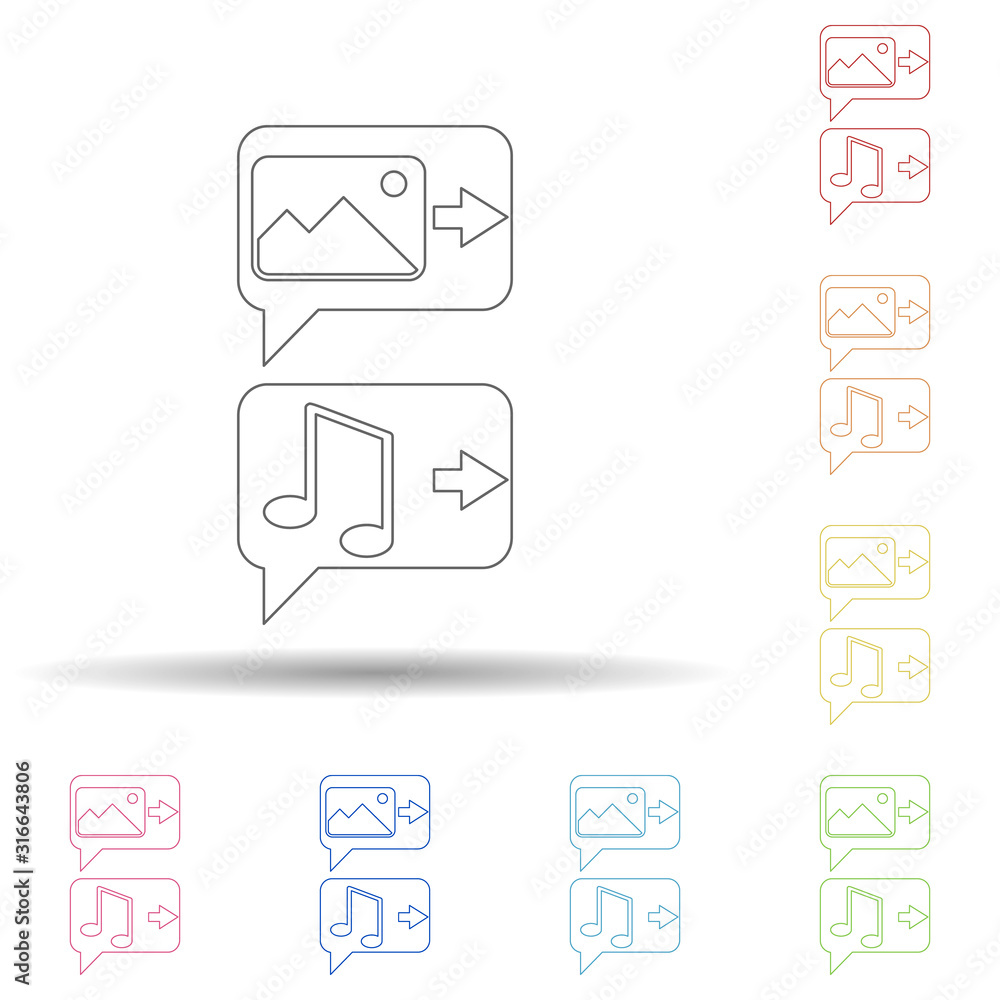 Aufkleber colored communication in multi color style icon. simple thin line, outline vector of web icons for u