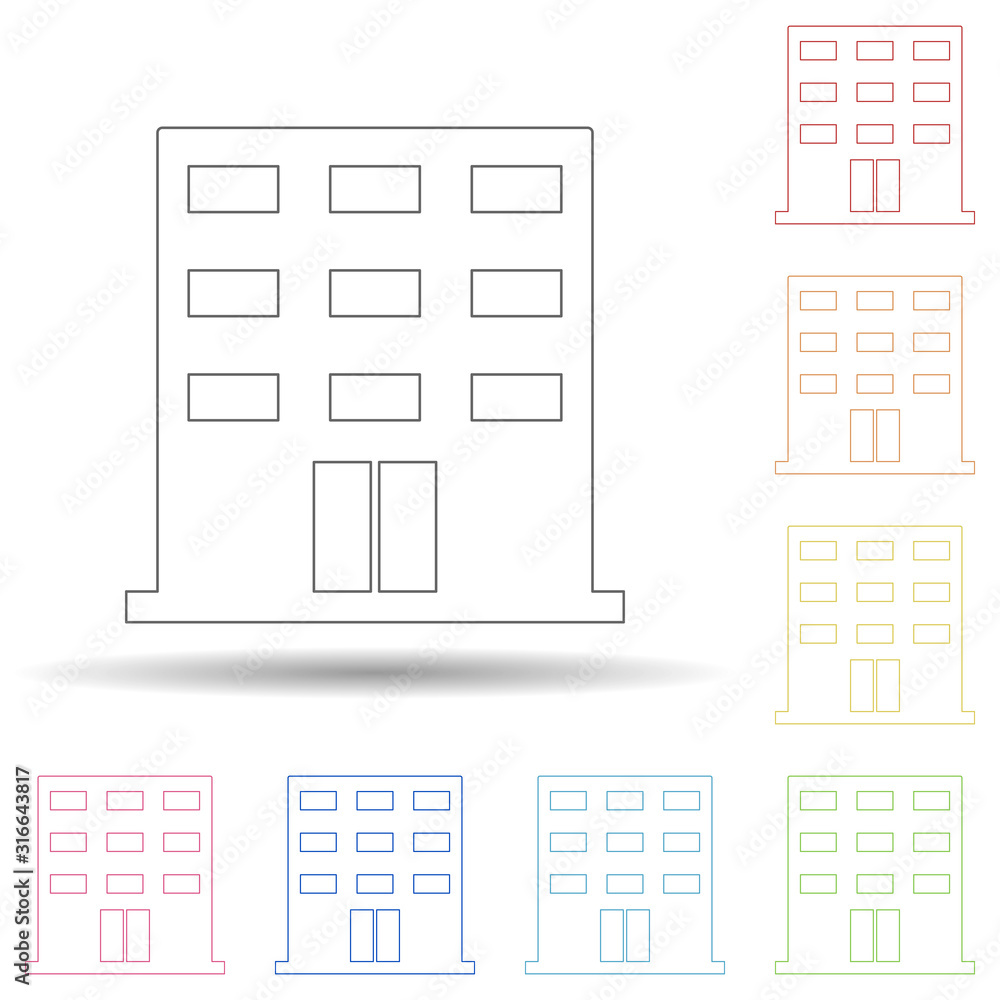 Aufkleber colored building in multi color style icon. simple thin line, outline vector of web icons for ui and