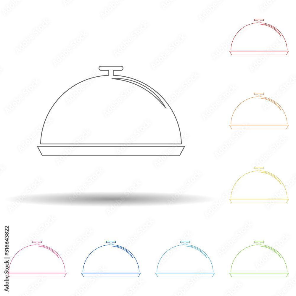 Poster colored restaurant tray in multi color style icon. simple thin line, outline vector of web icons for