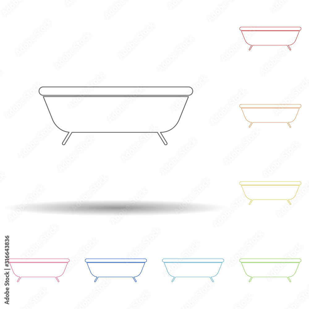 Aufkleber colored bath in multi color style icon. simple thin line, outline vector of web icons for ui and ux,