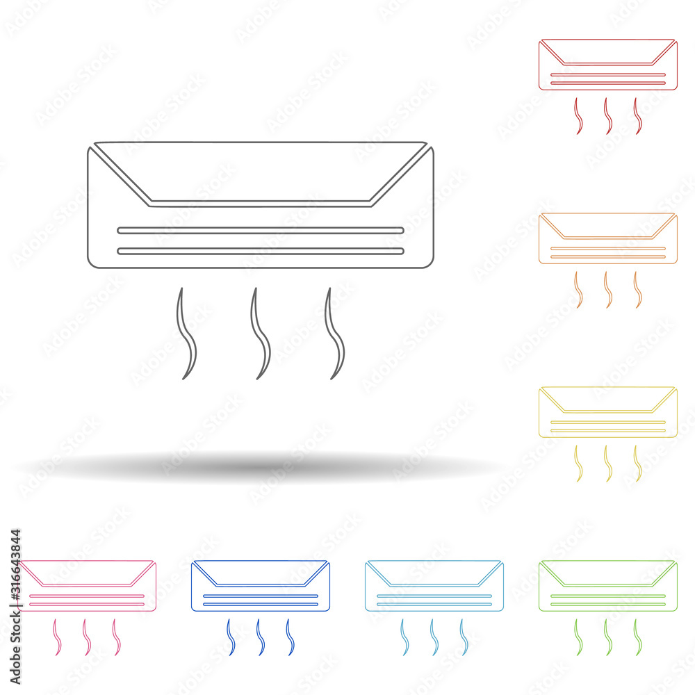 Aufkleber colored air conditioning in multi color style icon. simple thin line, outline vector of web icons fo