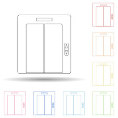 Colored elevator in multi color style icon. Simple thin line, outline vector of web icons for ui and ux, website or mobile application