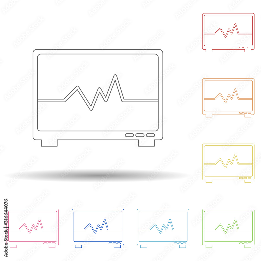 Poster colored cardiograph in multi color style icon. simple thin line, outline vector of web icons for ui 