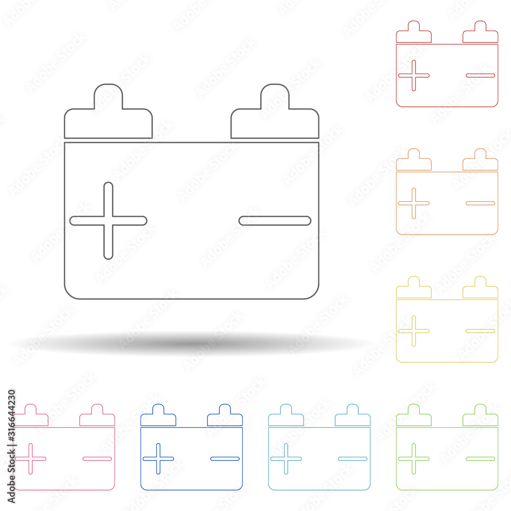 Poster colored battery in multi color style icon. simple thin line, outline vector of web icons for ui and 