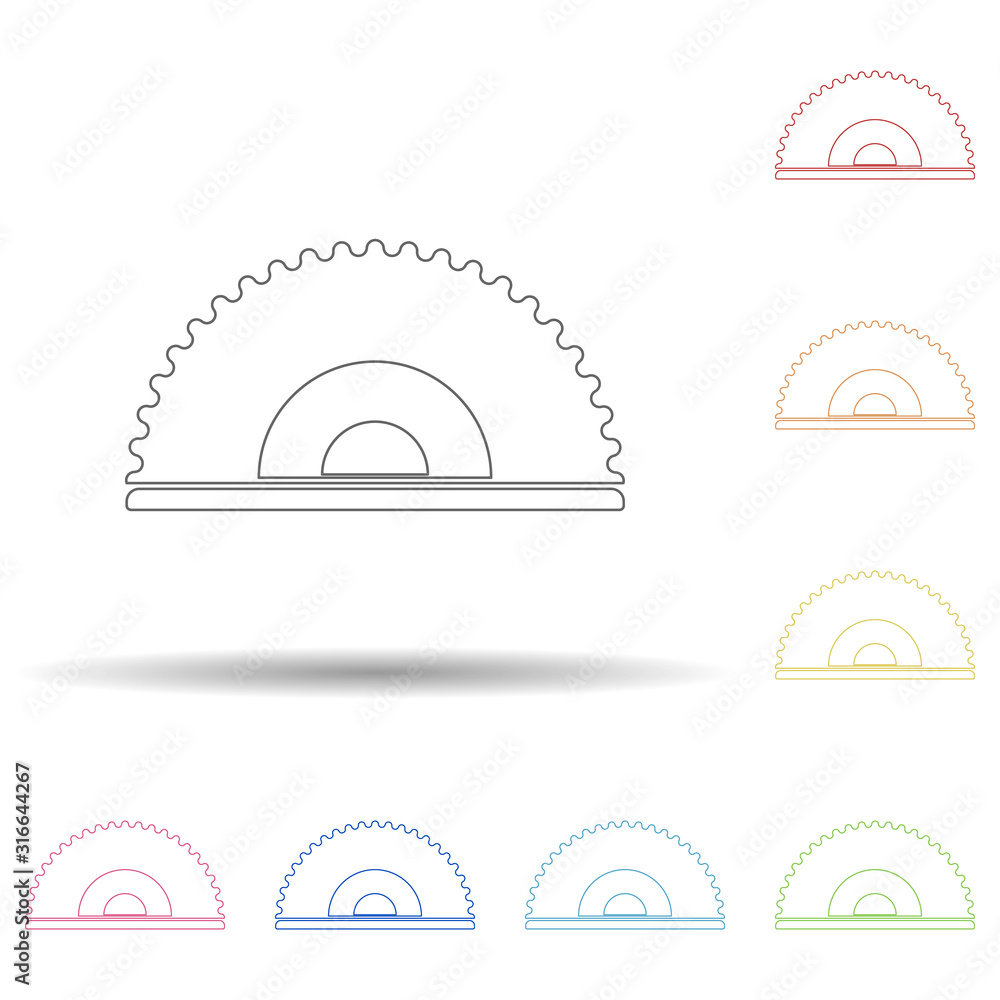 Aufkleber colored wood saw in multi color style icon. simple thin line, outline vector of web icons for ui and