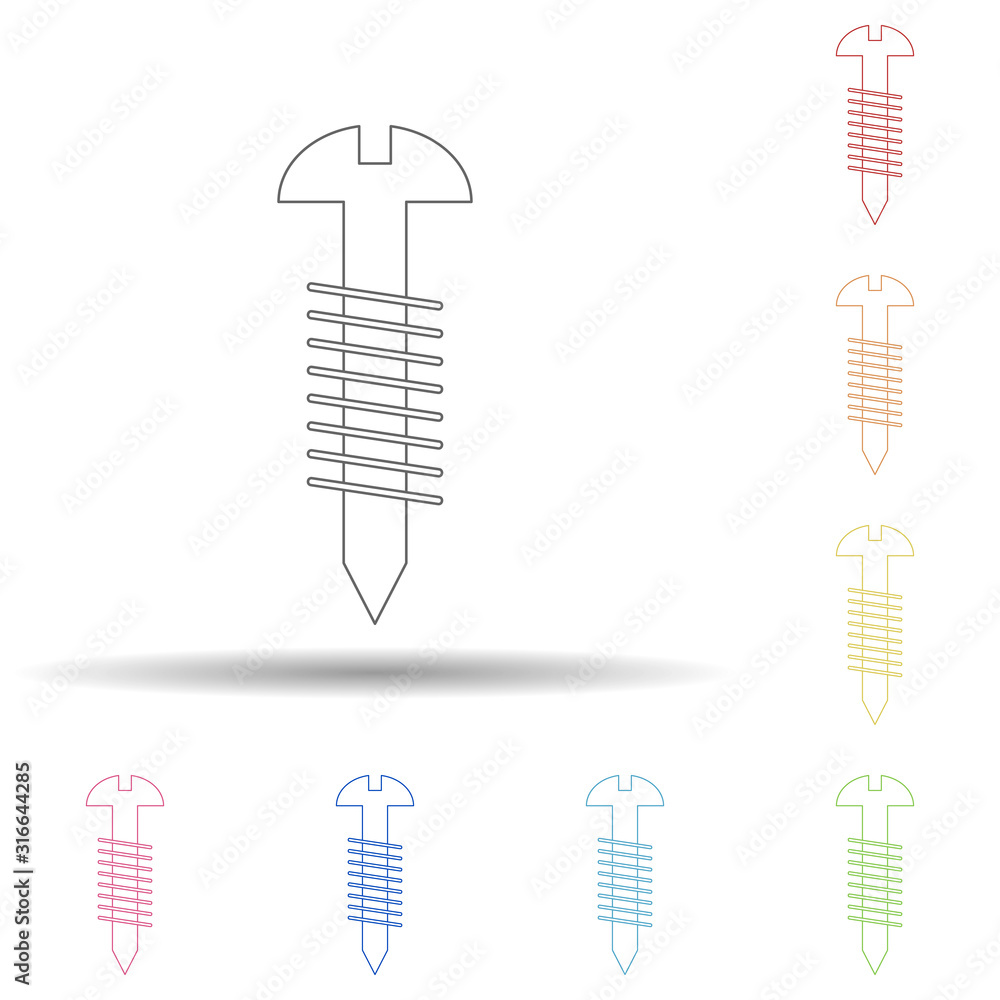 Poster colored nail in multi color style icon. simple thin line, outline vector of web icons for ui and ux,