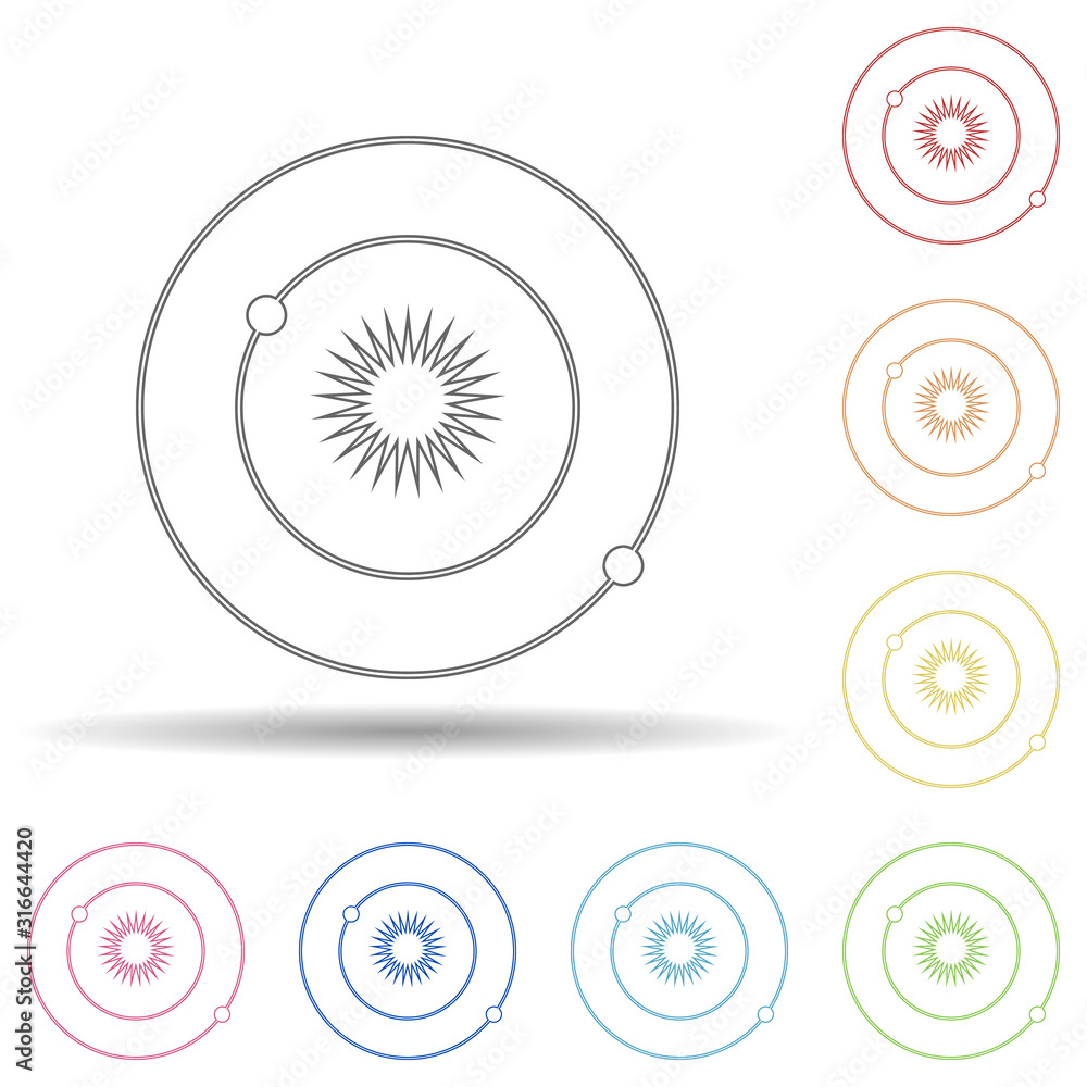 Aufkleber solar system in multi color style icon. simple thin line, outline vector of space icons for ui and u