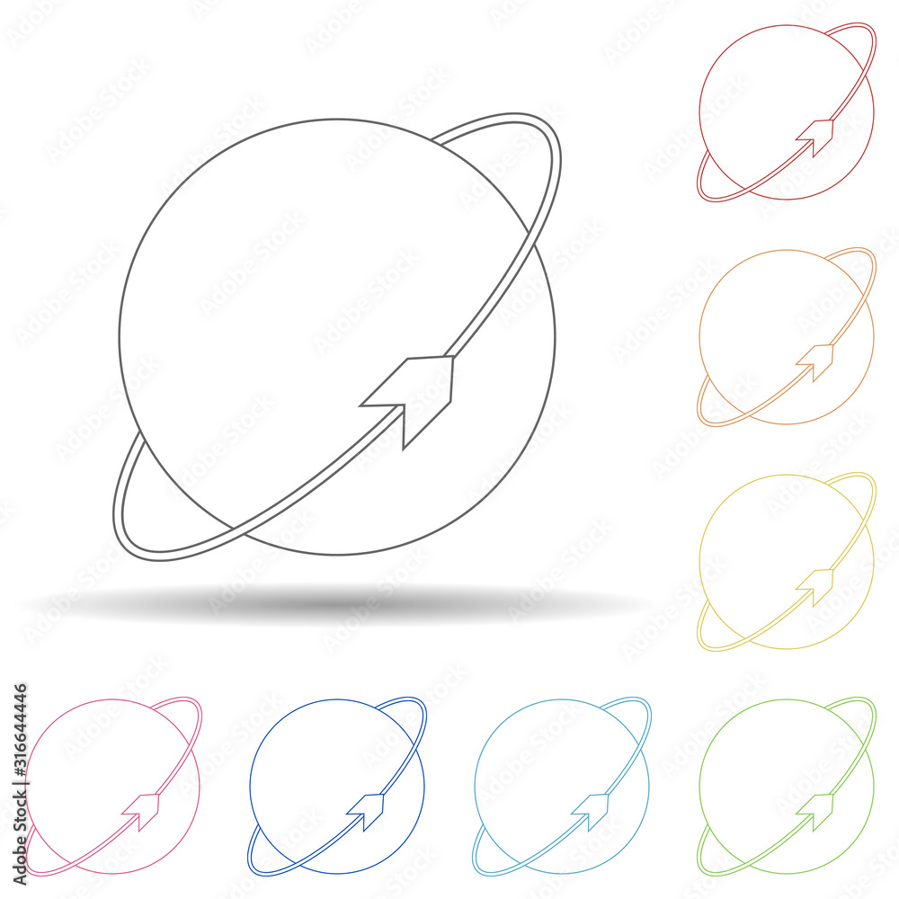Aufkleber planet with a companion in multi color style icon. simple thin line, outline vector of space icons f