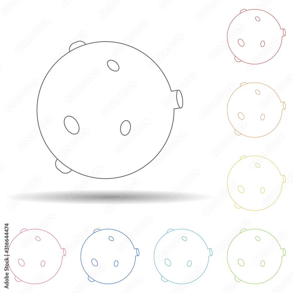 Aufkleber planet in multi color style icon. simple thin line, outline vector of space icons for ui and ux, web