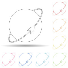 Planet with a companion in multi color style icon. Simple thin line, outline vector of space icons for ui and ux, website or mobile application
