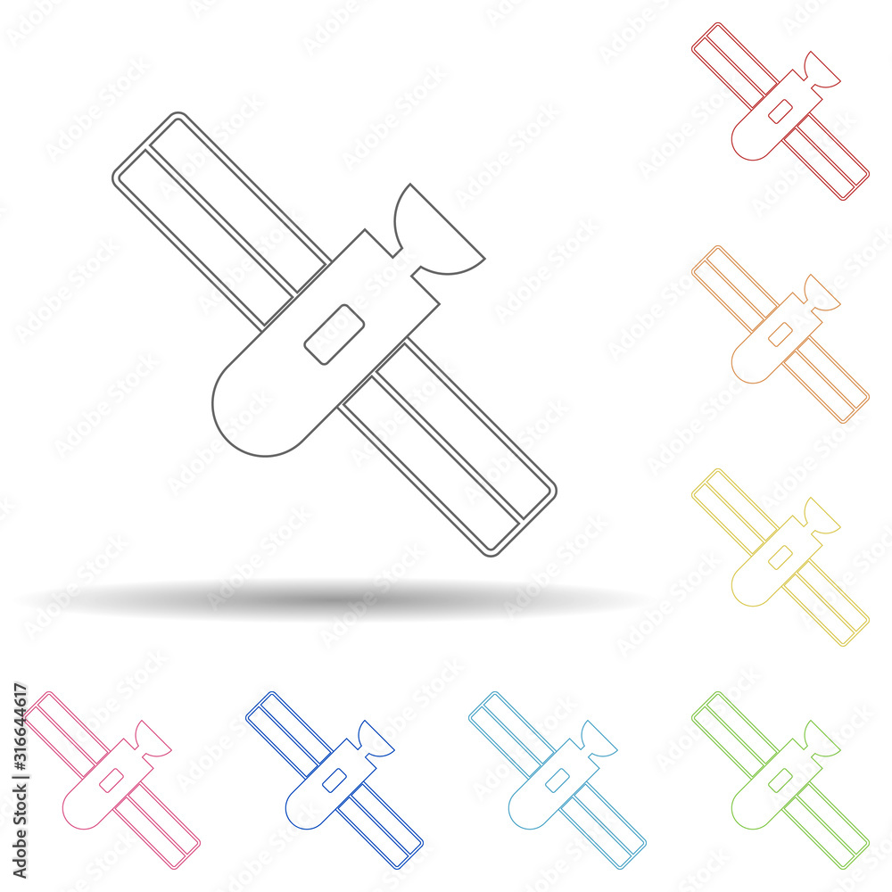 Aufkleber satellite in multi color style icon. simple thin line, outline vector of space icons for ui and ux, 