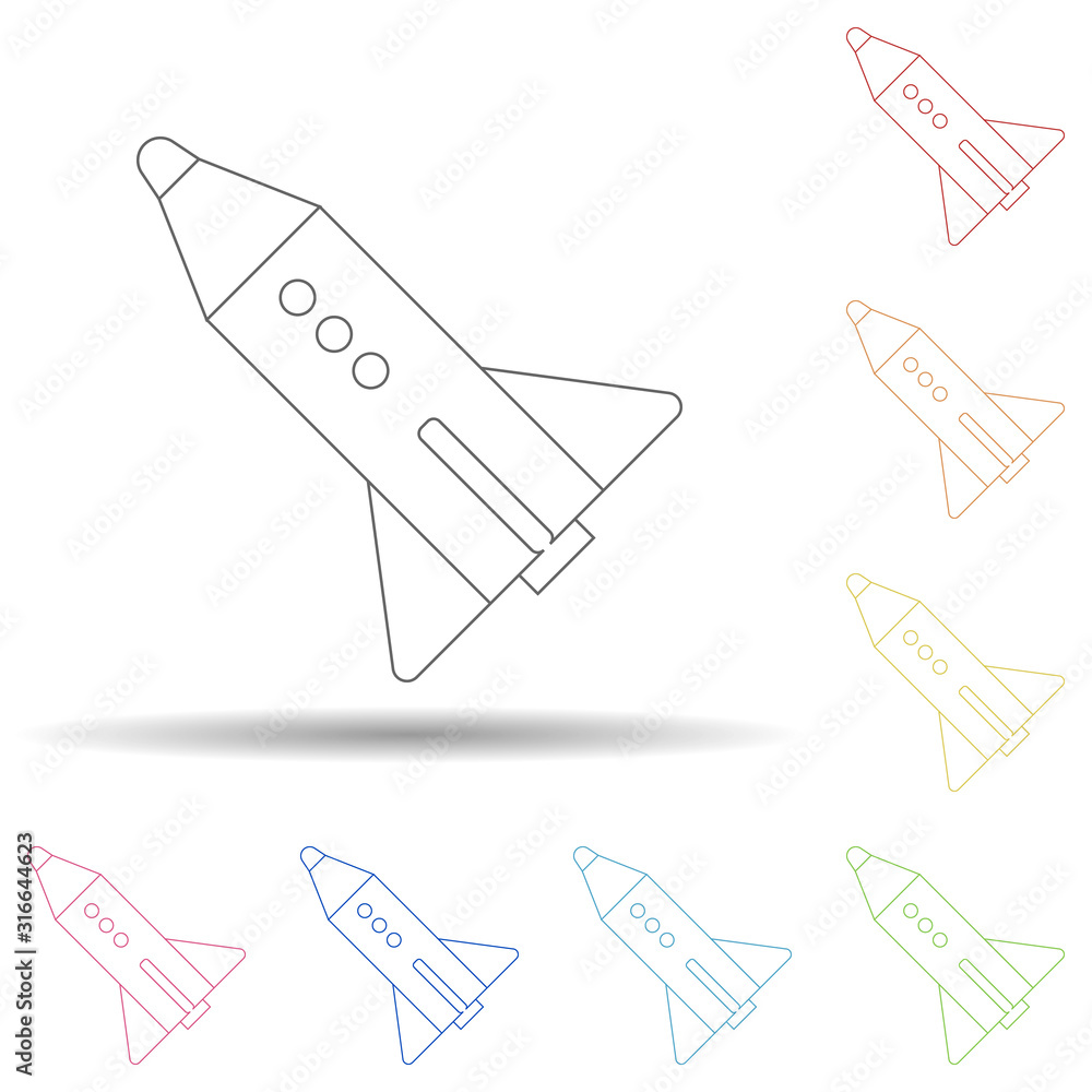 Aufkleber rocket in multi color style icon. simple thin line, outline vector of space icons for ui and ux, web