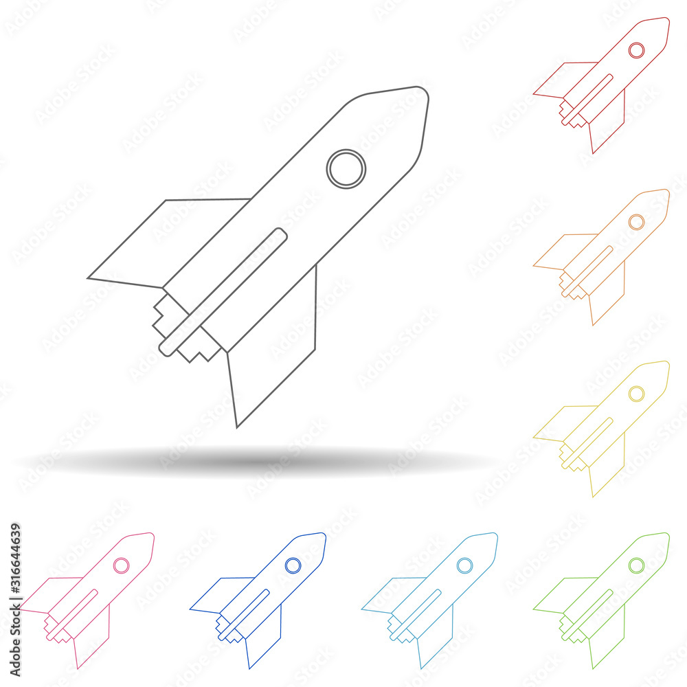 Aufkleber rocket in multi color style icon. simple thin line, outline vector of space icons for ui and ux, web