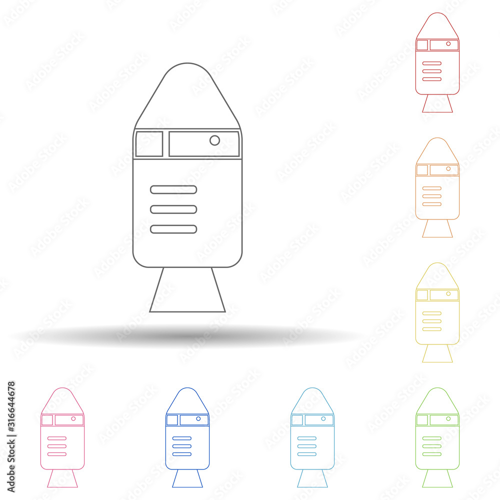 Aufkleber shuttle in multi color style icon. simple thin line, outline vector of space icons for ui and ux, we