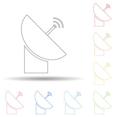 Satellite dish in multi color style icon. Simple thin line, outline vector of space icons for ui and ux, website or mobile application