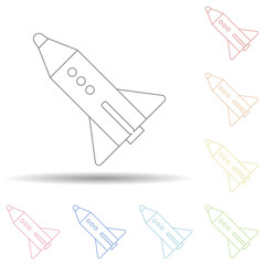 Rocket in multi color style icon. Simple thin line, outline vector of space icons for ui and ux, website or mobile application
