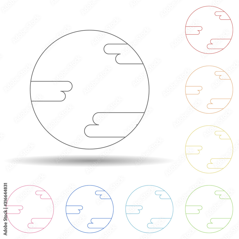 Aufkleber planet in multi color style icon. simple thin line, outline vector of space icons for ui and ux, web