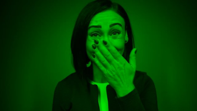 emotions contrast of pretty female that laugh and get sad