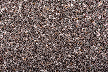 The chia seeds. Healthy superfood. Top view.