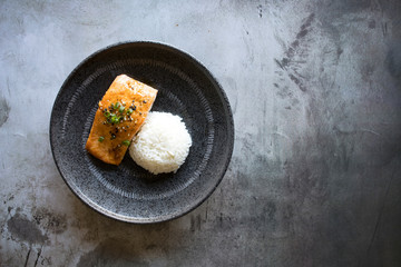 Ginger Miso Salmon with White Rice