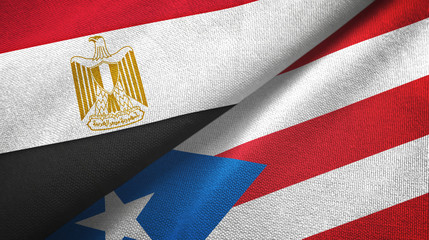 Egypt and Puerto Rico two flags textile cloth, fabric texture