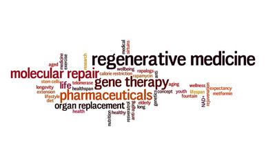 Regenerative medicine word cloud. Typography.