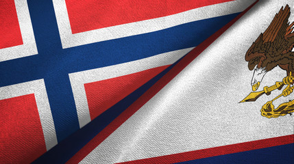 Norway and American Samoa two flags textile cloth, fabric texture