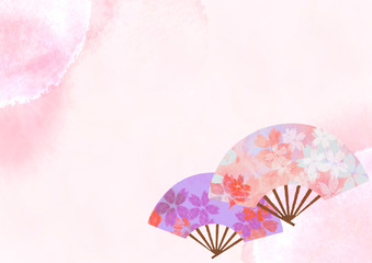 扇子と桜の風景