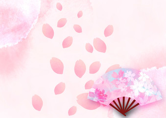 扇子と桜の風景