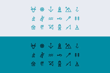 vector icons set about travel and tourism