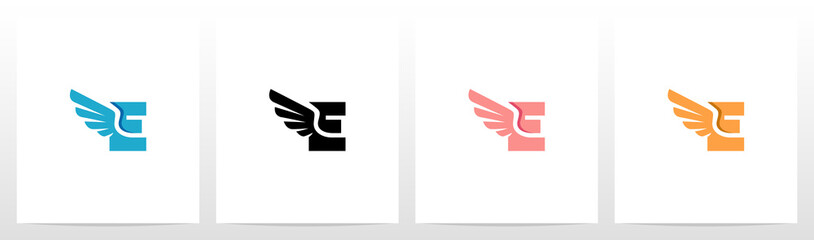 Obraz premium Wings On Letter Logo Design E