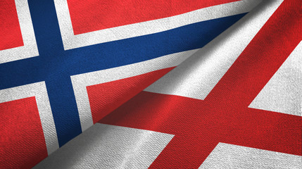 Norway and Northern Ireland two flags textile cloth, fabric texture